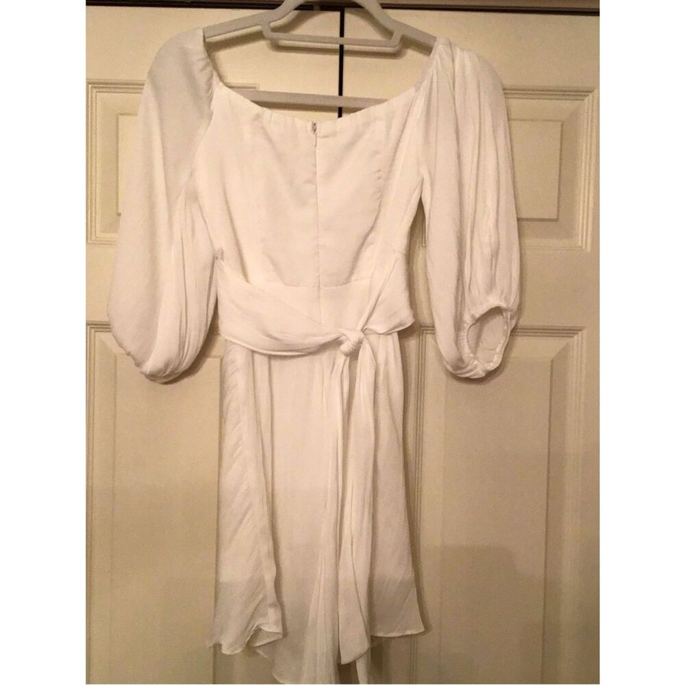 Here Comes The Sun White Puff-Sleeve Belted Dress